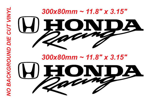 2x Honda Racing Type R autocollant Vinyle découpé Honda Racing Noir Decal