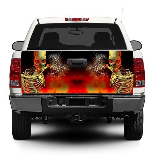 Zombie crâne squelette verre brisé hayon autocollant autocollant Wrap Pick-up camion SUV voiture