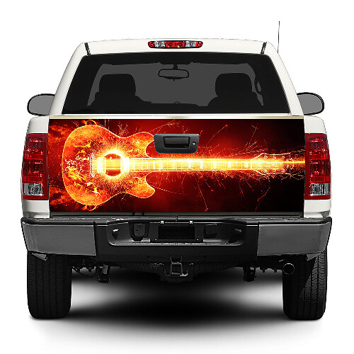 Guitare Burning rock music Tailgate Decal Sticker Wrap Pickup Truck SUV Car