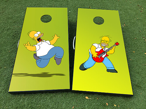 Homer Simpson Étourdi et Style Rock Autocollants Vinyle pour Planche de Cornhole