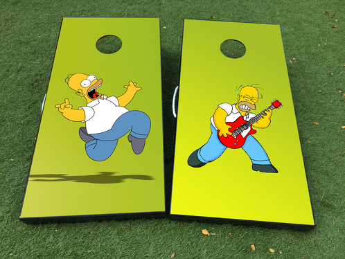 Homer Simpsons dessin animé rock Cornhole jeu de société autocollant vinyle s'enroule avec stratifié