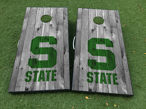 Ensemble de décalcomanies en vinyle pour planche de cornhole style logo Michigan State S