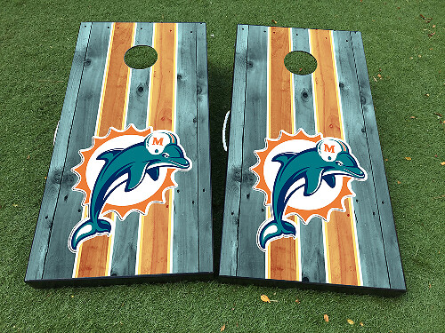 Ensemble d'autocollants vinyle pour planche de cornhole équipe de football de Miami