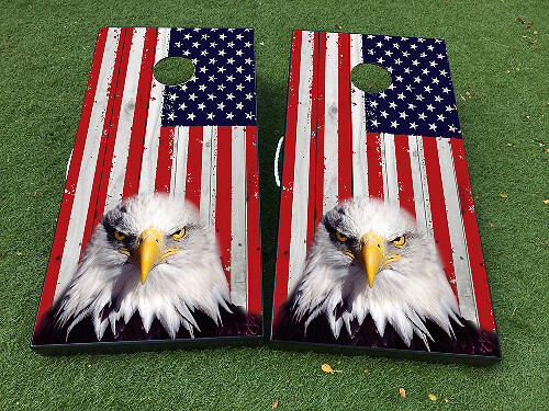 Autocollant pour jeu de Cornhole drapeau américain Eagle USA Film VINYLE avec LAMINAGE