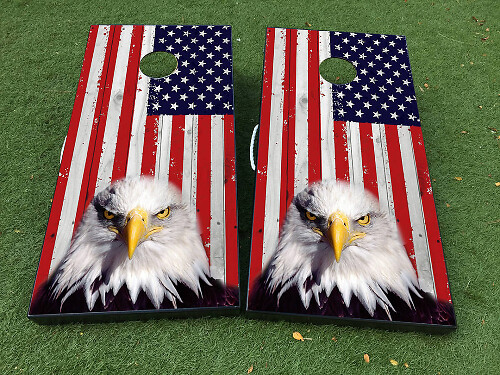 Ensemble de décalcomanies d'habillage pour planche de cornhole avec drapeau américain Eagle USA