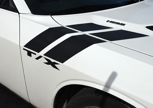 Autocollant vinyle à bandes solides personnalisées T/X pour aile avant Dodge Challenger