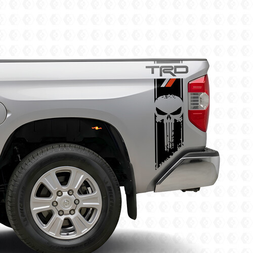 Autocollant en vinyle bandes crâne TRD Punisher pour montant de porte Toyota Tundra