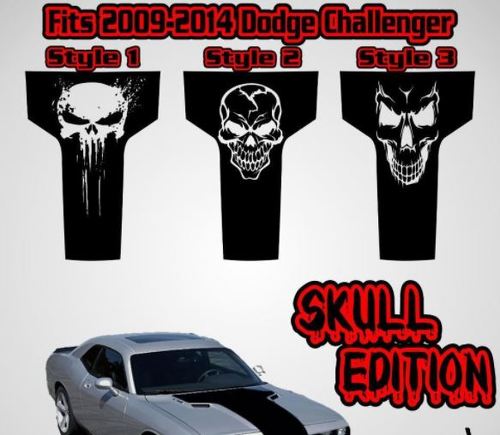 2009 2010 2011 2012 2013 2014 - 2020 Dodge Challenger Hood Racing Stripe Sticker Crâne