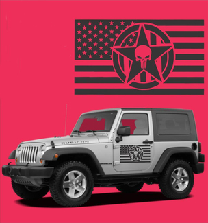 Autocollants de porte en vinyle Star Punisher drapeau américain pour Wrangler TJ LJ JK CJ militaire