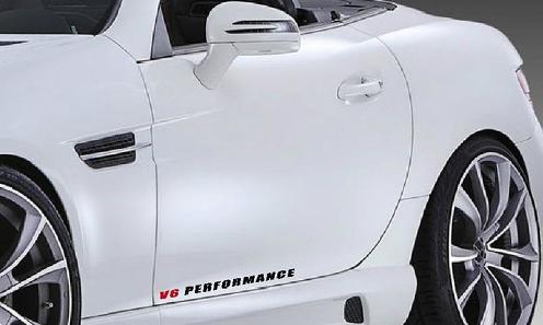 2 - V6 PERFORMANCE Jupe vinyle autocollant sport racing autocollant NOIR/ROUGE