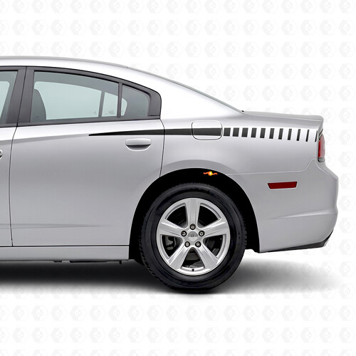 Autocollant vinyle latéral à bandes stroboscopiques dégressives pour Dodge Charger 2011-2014_1