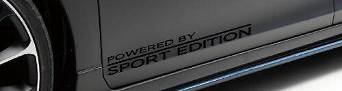 2 - POWERED BY SPORT EDITION Vinyle jupe racing Sticker porte logo autocollant NOIR