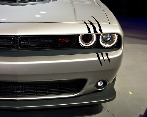 Autocollant en vinyle pour capot avant Claws Track pour pare-chocs avant Dodge Challenger