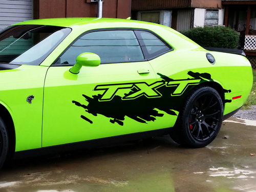TXT Splash Grunge Latéral Autocollant vinyle pour Dodge Challenger SRT, Hellcat