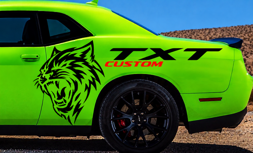 CUSTOM Cat Quarter Graphic — Autocollant en vinyle (latéral) pour Dodge Challenger SRT, Hellcat