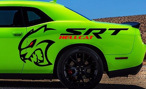 Kit d'autocollants vinyle style panneau latéral SRT Hellcat pour Dodge Challenger
