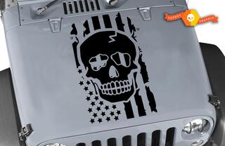 Distressed Skull flag Hood vinyle autocollant autocollant Jeep USA Punisher Dodge SF1