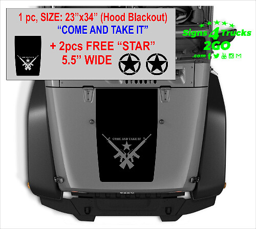 Ensemble d'autocollants de capot Come and Take It Blackout avec autocollants étoiles pour Jeep Wrangler JK