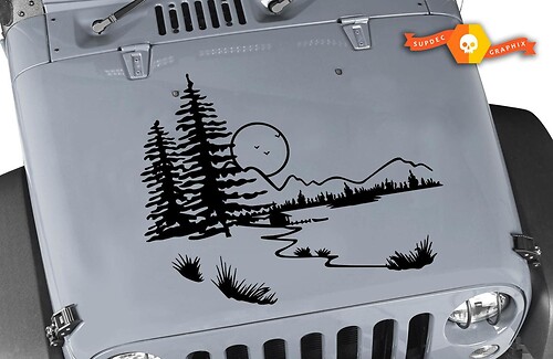 Autocollant vinyle paysage naturel pour capot Jeep Wrangler