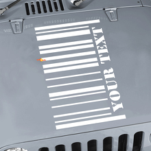 Autocollant vinyle capot graphique code-barres pour Jeep Wrangler_2