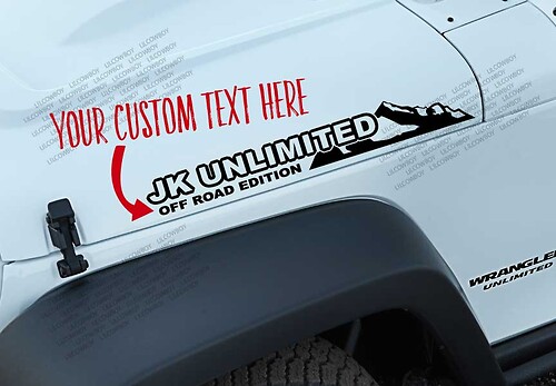 Texte personnalisé & Autocollant vinyle JK Unlimited capot pour Jeep Wrangler