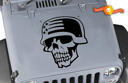 Autocollant en vinyle Tête de mort militaire pour Jeep Wrangler