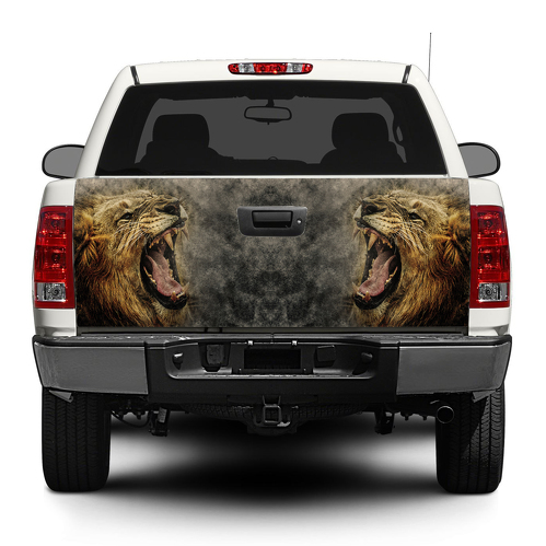Lion en colère Animal sauvage roi drapeau hayon autocollant Wrap Pick-up camion SUV voiture