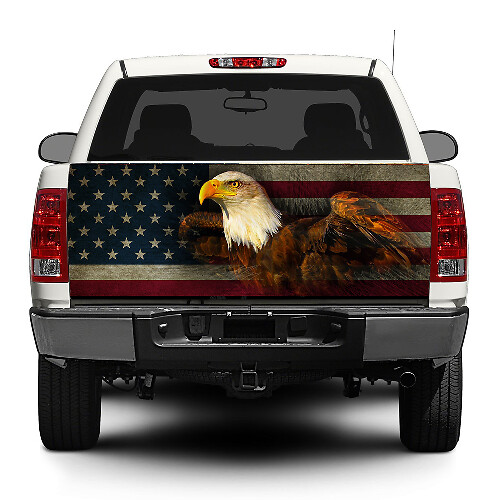 Autocollant en vinyle de drapeau USA et aigle pour hayon de pick-up et SUV