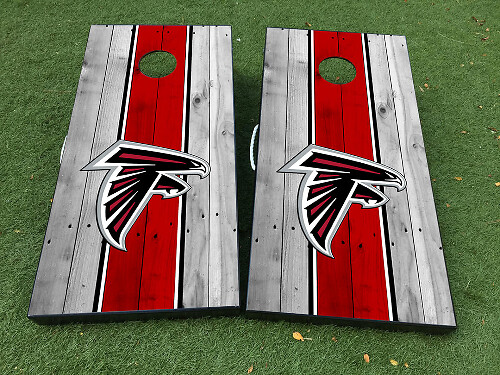 Ensemble d'autocollants vinyles pour planche de cornhole style Atlanta Falcons