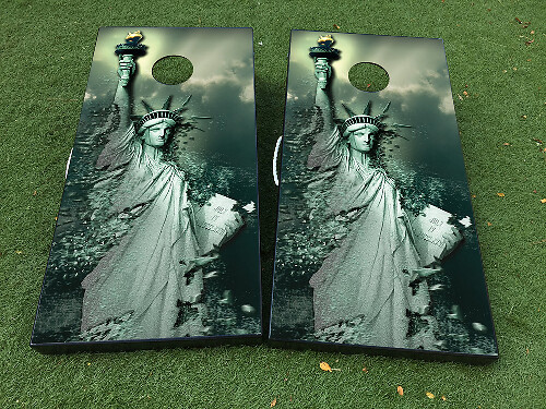 Set d'autocollants en vinyle pour planche de cornhole Statue de la Liberté