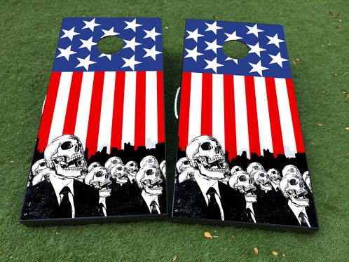 Drapeau américain USA Zombie Cornhole jeu de société autocollant vinyle s'enroule avec stratifié