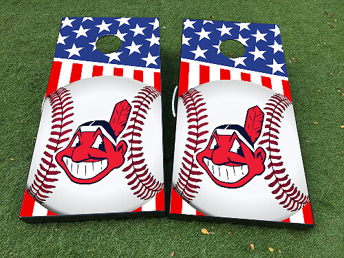 Set d'autocollants en vinyle pour planche de cornhole Cleveland Indians Baseball