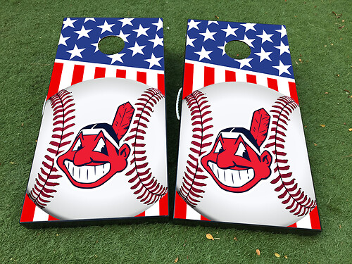 Autocollant de jeu de société Cornhole de l'équipe de baseball des Indians de Cleveland, enveloppes en vinyle avec stratifié
