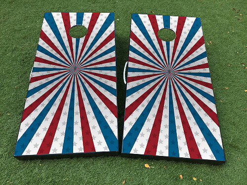 Ensemble de décalcomanies enveloppantes pour planche de cornhole “starburst” avec drapeau américain patriotique