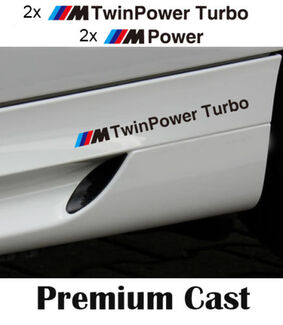 Lot de 4 autocollants latéraux BMW Twin Power Turbo pour carrosserie M série 520 F10 F12
