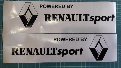 Lot de 2 autocollants latéraux Powered by Renault Sport pour Megane RS Clio RS 220