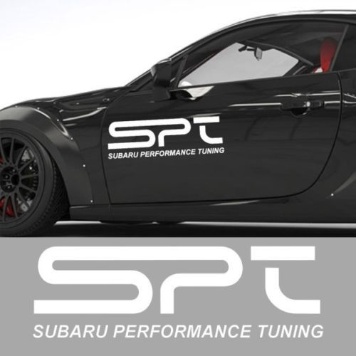 2X SPT Subaru Performance Tuning Dors Couverture Autocollants en Vinyle Blanc