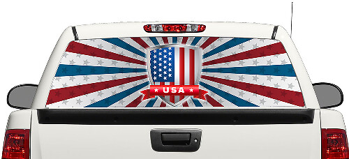 Autocollant adhésif vinyle bouclier drapeau USA pour lunette arrière