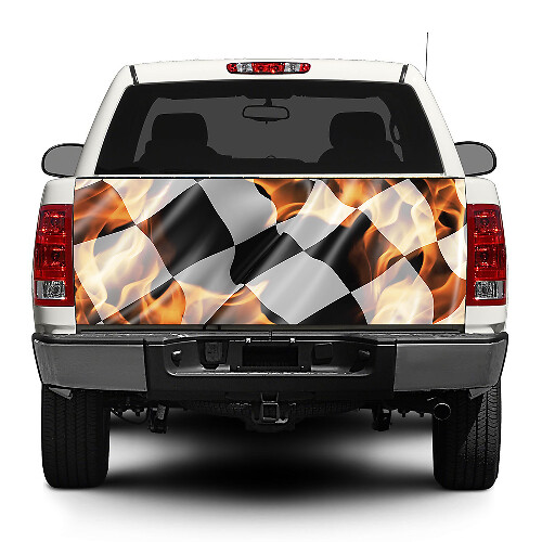 Drapeau à damier en flamme hayon autocollant Wrap Pick-up camion SUV voiture
