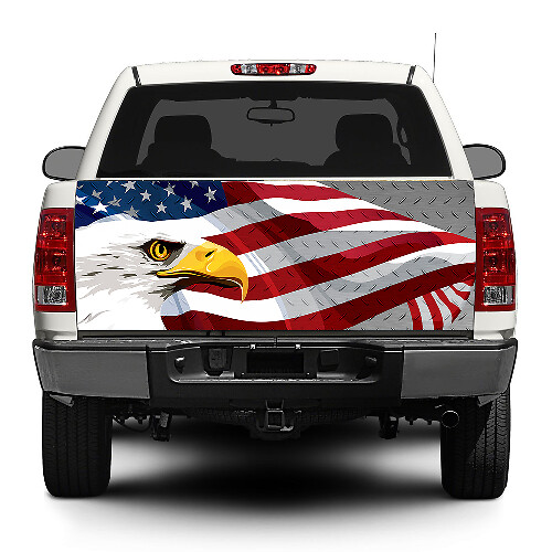 Autocollant vinyle decal pour hayon avec drapeau USA Aigle chauve