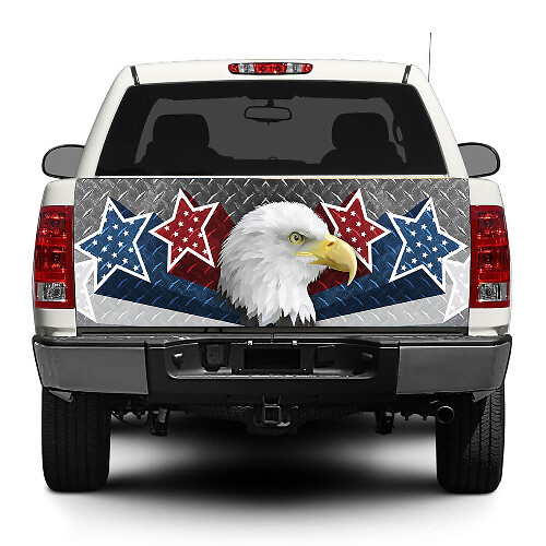 Autocollant / Film Décoratif de Benne en Tôle Diamant Étoiles USA Aigle Américain pour Pickups et SUV