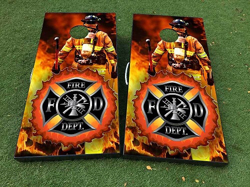 Jeu de fléchettes Cornhole pour pompier du service d'incendie Autocollant vinyle de couverture Set