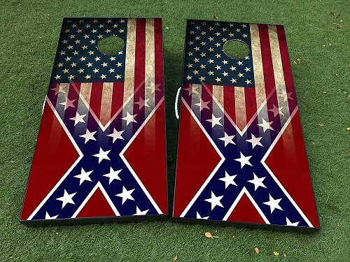 Ensemble d'autocollants d'habillage pour planche de cornhole style General Lee avec drapeau américain