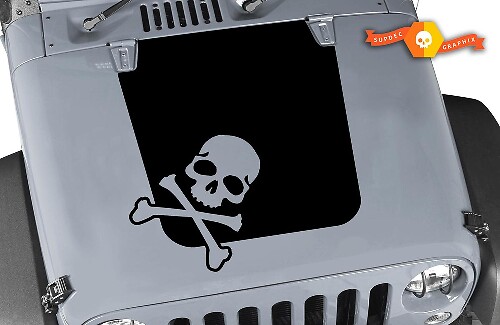 Capot tête de mort en vinyle noir pour Jeep Wrangler et Wrangler Unlimited JK 07-17