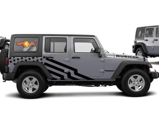 Autocollant graphique étoile thème américain pour Jeep Wrangler Unlimited JK 4 portes 07-17