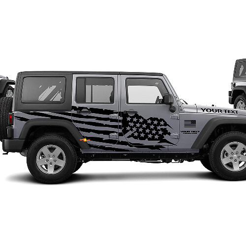 Autocollant vinyle latéral drapeau USA usé pour Jeep Wrangler Unlimited JK