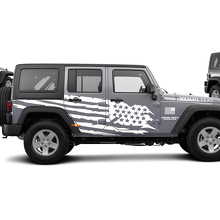 Autocollant vinyle latéral drapeau US usé pour Jeep Wrangler Unlimited JK 2