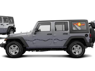 Autocollants latéraux en fil de fer barbelé pour Jeep Wrangler Unlimited JK 4 portes 07-17