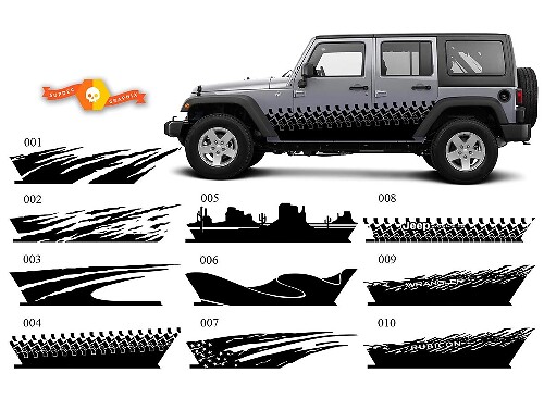 JEEP Sticker autocollant splash side rocker door graphiques 07-17 Wrangler JK 4 portes
