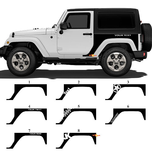 Ensemble d’autocollants vinyle personnalisés pour les ailes arrière latérales du Jeep Wrangler JK